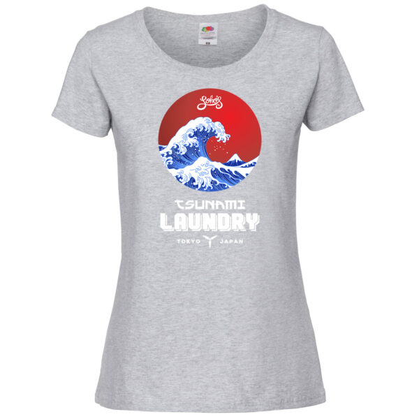 Tsunami laundry womens T shirt white on heather