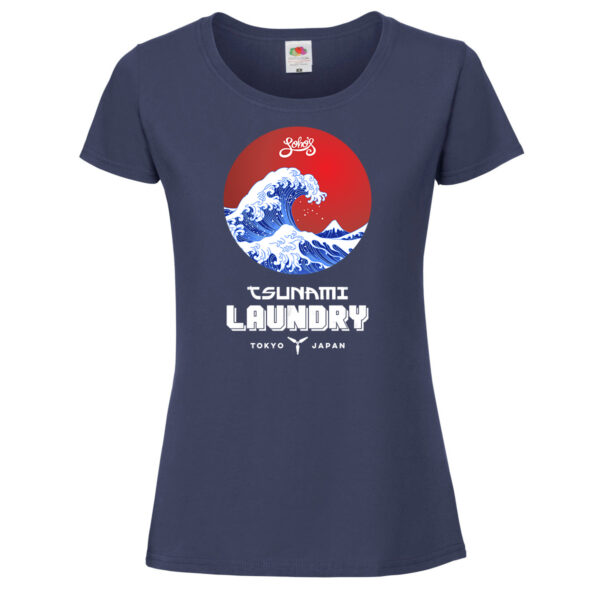 Tsunami laundry womens T shirt white on navy