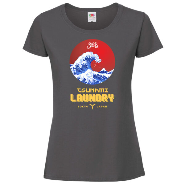 Tsunami laundry womens T shirt yellow on graphite